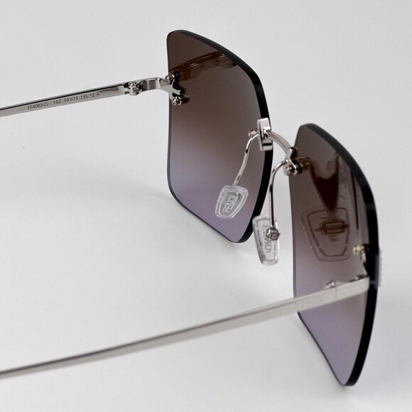 Fendi FIRST Sunglasses – Palladium Square Rimless Gradient Brown FE4082US 16Z - Picture 8 of 11